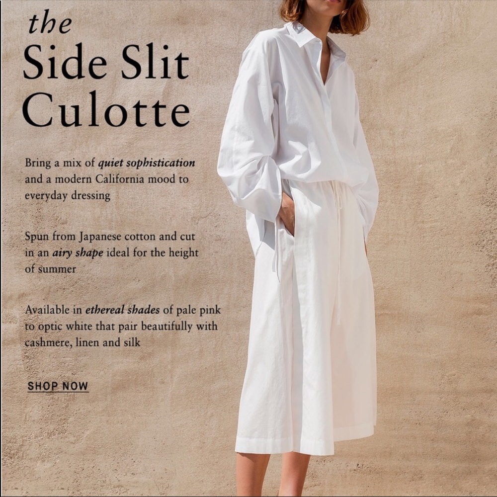 Vince Side Slit Culotte Cotton Skirt Overlay.